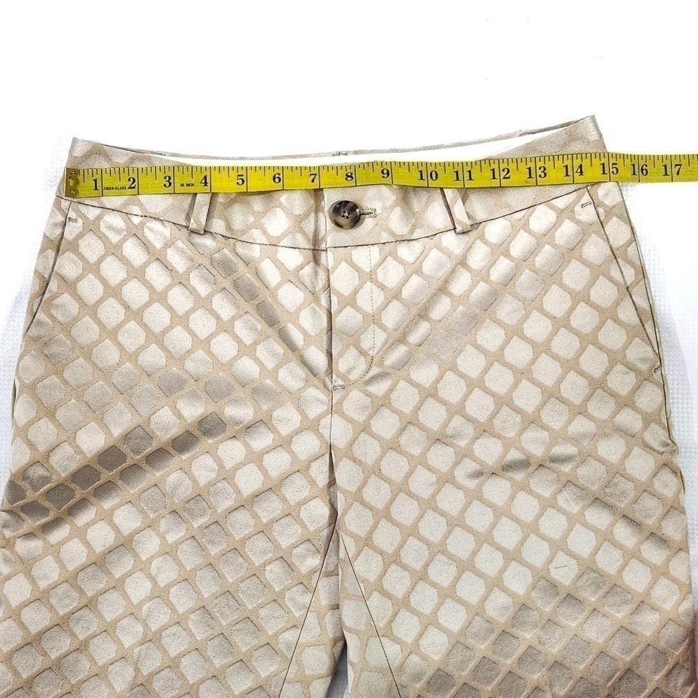 Banana Republic Camden Geometric Print Jaquard Ankle Beige Pants - Picture 9 of 10
